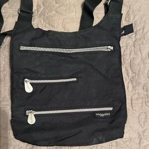 Baggallini Black Crossbody with Silver Accents